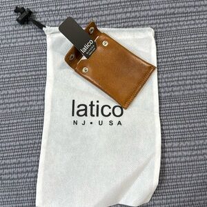 BNWT. Latico Leather Compact card holder slip wallet. Cognac color.